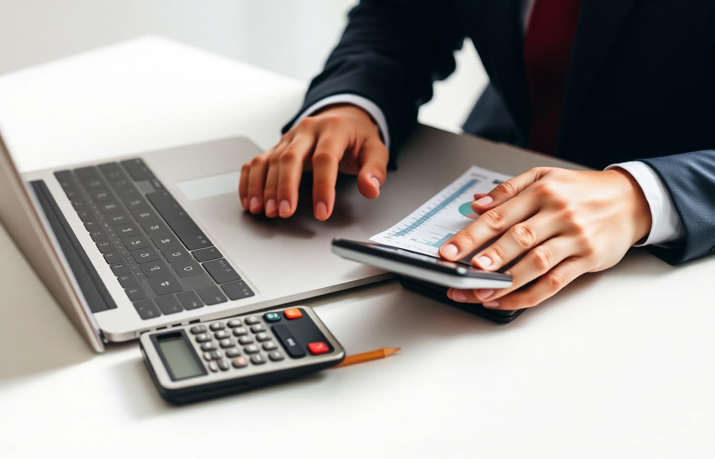 Profissional de contabilidade a analisar dados